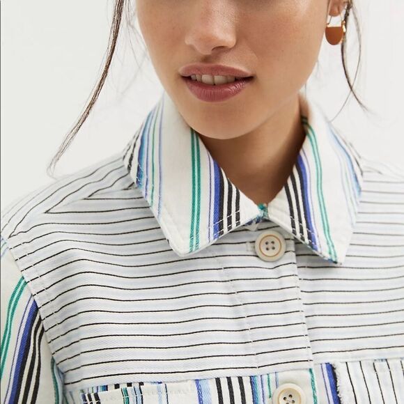 Maeve by Anthropologie Striped Denim Shirt Jacket - Picture 4 of 5